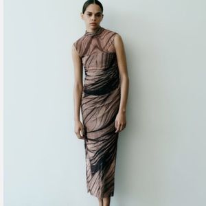 Zara print dress with tulle